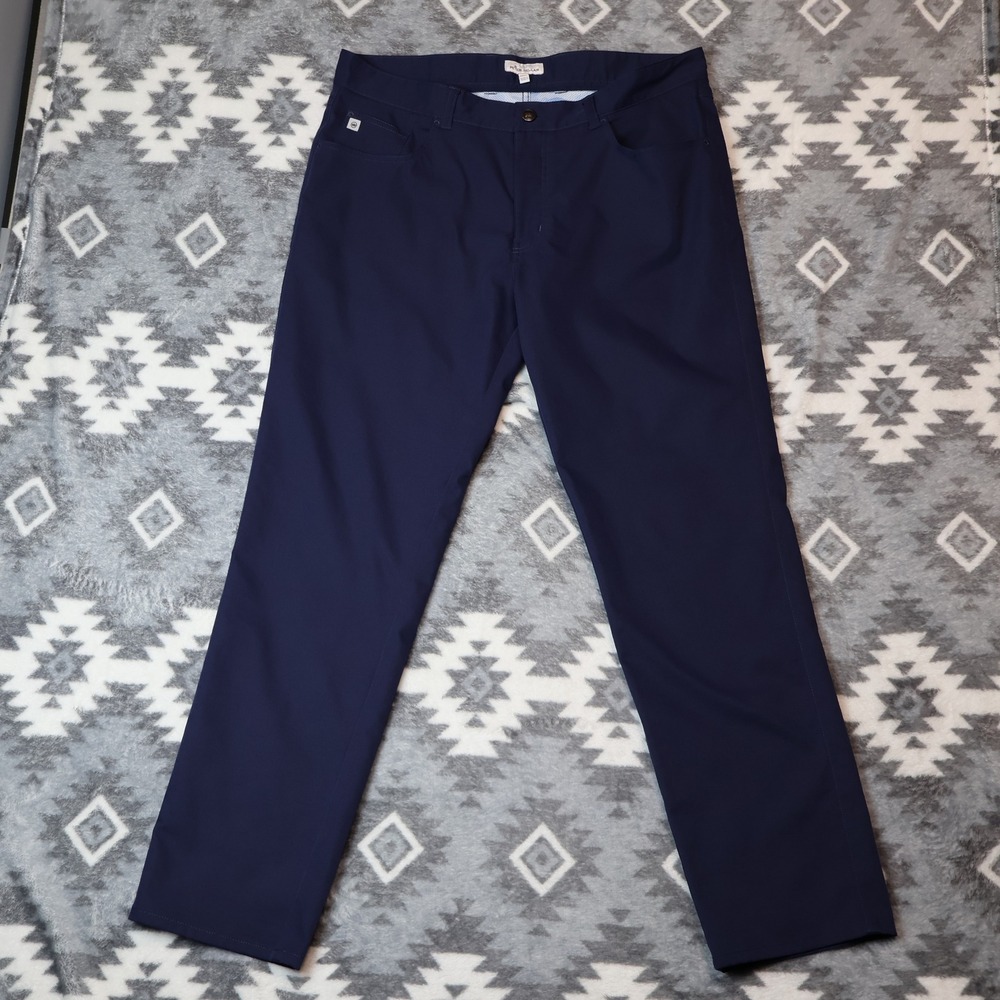 Peter Millar Mens Navy Performance Golf Pants 36x30 5-Pocket Straight Leg Navy